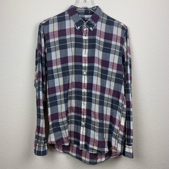UNIS Lightweight Plaid Button Down Shirt - Picture 1 of 7